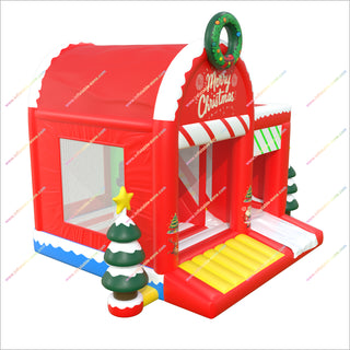 Fun Merry Christmas Inflatable Bounce House And Slide Combo Jumper Rentals Near Me Large Bouncy Castle Slide For Sale