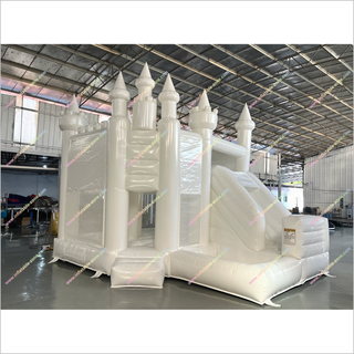 White Pastel Inflatable Bounce House Combo With A Slide Jumping Castle Ball Pit Inflatable Bubble Bouncer