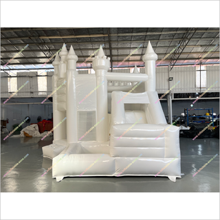 White Pastel Inflatable Bounce House Combo With A Slide Jumping Castle Ball Pit Inflatable Bubble Bouncer