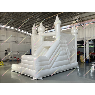 White Pastel Inflatable Bounce House Combo With A Slide Jumping Castle Ball Pit Inflatable Bubble Bouncer