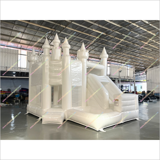 White Pastel Inflatable Bounce House Combo With A Slide Jumping Castle Ball Pit Inflatable Bubble Bouncer