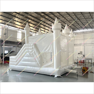 White Pastel Inflatable Bounce House Combo With A Slide Jumping Castle Ball Pit Inflatable Bubble Bouncer