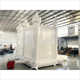 White Pastel Inflatable Bounce House Combo With A Slide Jumping Castle Ball Pit Inflatable Bubble Bouncer