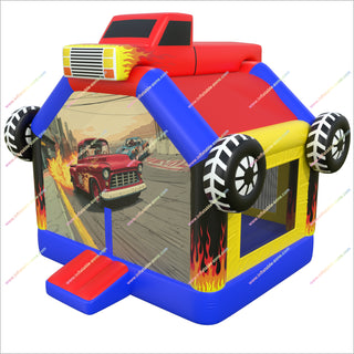 Racing-Themed Inflatable Bounce House Rental Monster Truck Jumper Cheap Bouncy Castle To Buy