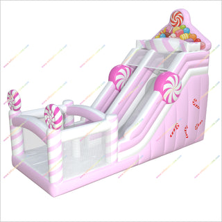 Candy Themed Birthday Party Inflatable Bounce House Slide Soft Pastel Colors Commercial Bouncy Castle Slide