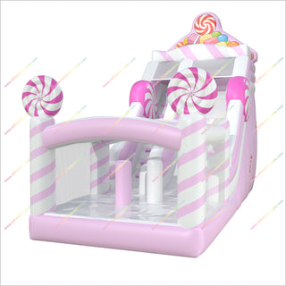 Candy Themed Birthday Party Inflatable Bounce House Slide Soft Pastel Colors Commercial Bouncy Castle Slide