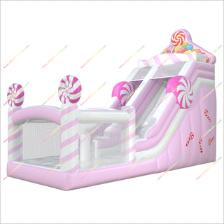 Candy Themed Birthday Party Inflatable Bounce House Slide Soft Pastel Colors Commercial Bouncy Castle Slide