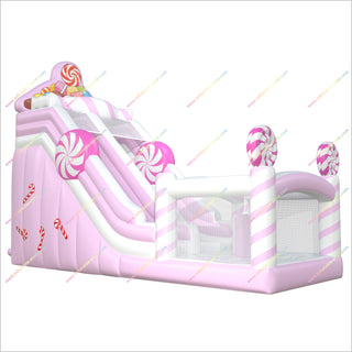 Candy Themed Birthday Party Inflatable Bounce House Slide Soft Pastel Colors Commercial Bouncy Castle Slide