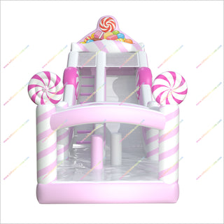 Candy Themed Birthday Party Inflatable Bounce House Slide Soft Pastel Colors Commercial Bouncy Castle Slide