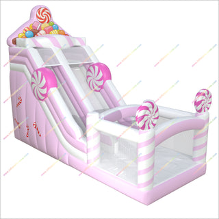 Candy Themed Birthday Party Inflatable Bounce House Slide Soft Pastel Colors Commercial Bouncy Castle Slide