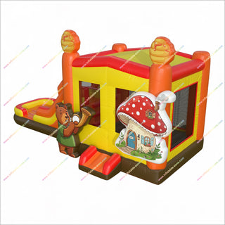 Mushroom Cottage Inflatable Bounce House Water Slide Pool Combo Musical Bear Inflatable Jumping Castle With Waterslide