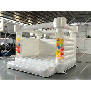 White Jumping Castle Hire Outdoor Inflatable Bouncer Wedding Party Events Inflatable Bounce House With Balloon Tubes