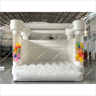 White Jumping Castle Hire Outdoor Inflatable Bouncer Wedding Party Events Inflatable Bounce House With Balloon Tubes