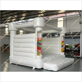 White Jumping Castle Hire Outdoor Inflatable Bouncer Wedding Party Events Inflatable Bounce House With Balloon Tubes