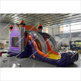 Inflatable Bounce House With Slide Spooky Halloween Places Haunted House Inflatables Jumping Castle Slide Combo