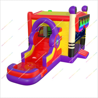 Music Themed Party Jumping Castle Inflatable Slide Combo Fun Party Inflatable Bounce House With Slide Commercial