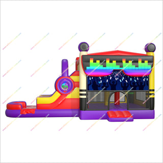 Music Themed Party Jumping Castle Inflatable Slide Combo Fun Party Inflatable Bounce House With Slide Commercial