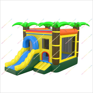 Tropical Theme Decoration Inflatable Bounce House And Slides Combo Jumping Castle With Slide To Buy