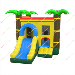 Tropical Theme Decoration Inflatable Bounce House And Slides Combo Jumping Castle With Slide To Buy