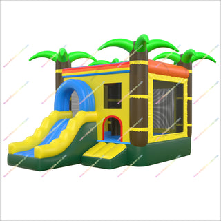 Tropical Theme Decoration Inflatable Bounce House And Slides Combo Jumping Castle With Slide To Buy