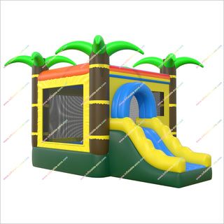 Tropical Theme Decoration Inflatable Bounce House And Slides Combo Jumping Castle With Slide To Buy
