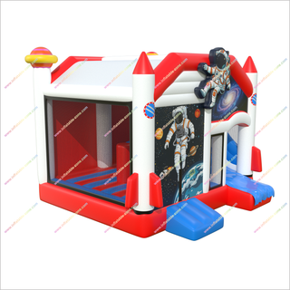 Astronaut Theme Party Inflatable Bounce House Rocket Slide Combo Galactic Graphics Blow Up Bouncy Castle With Slide