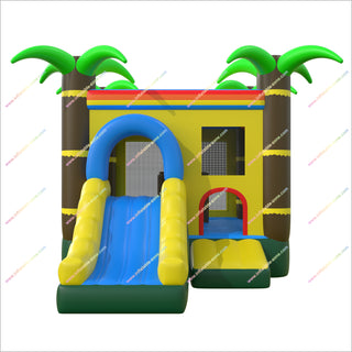 Tropical Theme Decoration Inflatable Bounce House And Slides Combo Jumping Castle With Slide To Buy