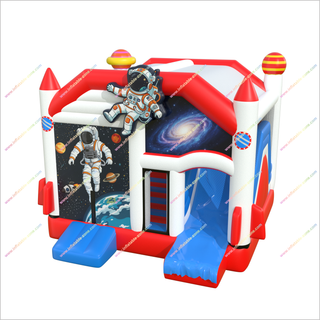 Astronaut Theme Party Inflatable Bounce House Rocket Slide Combo Galactic Graphics Blow Up Bouncy Castle With Slide