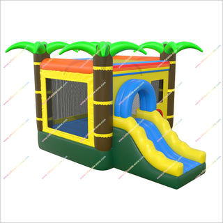 Tropical Theme Decoration Inflatable Bounce House And Slides Combo Jumping Castle With Slide To Buy