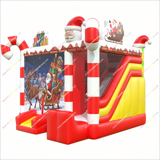 Santa Claus Christmas Decorations Inflatable Bounce Houses And Slides Combo Winter Outdoor Activities Bounceland Party Castle
