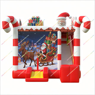 Santa Claus Christmas Decorations Inflatable Bounce Houses And Slides Combo Winter Outdoor Activities Bounceland Party Castle