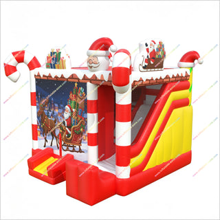 Santa Claus Christmas Decorations Inflatable Bounce Houses And Slides Combo Winter Outdoor Activities Bounceland Party Castle