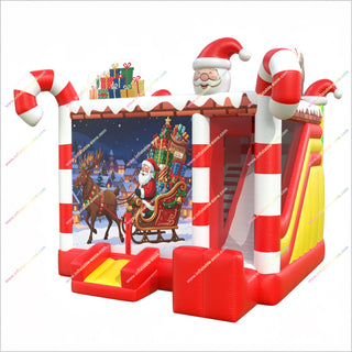 Santa Claus Christmas Decorations Inflatable Bounce Houses And Slides Combo Winter Outdoor Activities Bounceland Party Castle