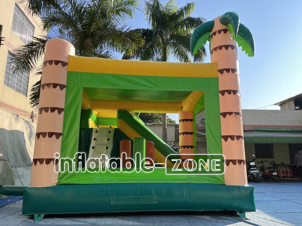 Jungle Jump Inflatables Palm Tree Play Yard Inflatable Bouncer And Slide Combo Bounce House