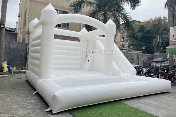 Outdoor Large White Inflatable Bouncer Jumping Slide Bouncy Castle With Ball Pit Combo Bounce House Party