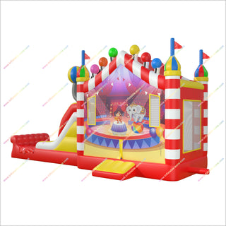 Circus Inflatable Bounce House Commercial Bouncer Slide Combo Inflatable Jump Zone Bouncing Castle With Slide For Sale