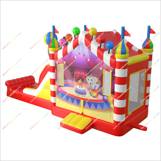 Circus Inflatable Bounce House Commercial Bouncer Slide Combo Inflatable Jump Zone Bouncing Castle With Slide For Sale