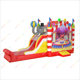 Circus Inflatable Bounce House Commercial Bouncer Slide Combo Inflatable Jump Zone Bouncing Castle With Slide For Sale
