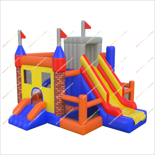 Castle-Themed Inflatable Combo Rental Jump N Double Slide Bouncer Inflatable Bouncing House For Kids