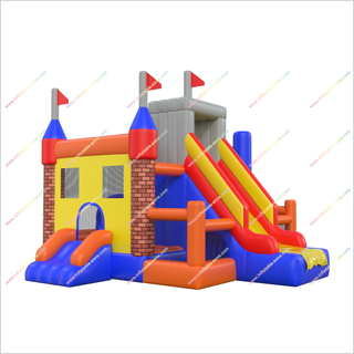 Castle-Themed Inflatable Combo Rental Jump N Double Slide Bouncer Inflatable Bouncing House For Kids