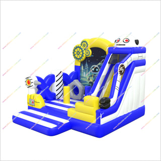 Robot Theme Decoration Inflatable Bouncer Slide Combo Fun Obstacles Inflatable Bouncy Castle House With Slide