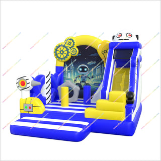Robot Theme Decoration Inflatable Bouncer Slide Combo Fun Obstacles Inflatable Bouncy Castle House With Slide