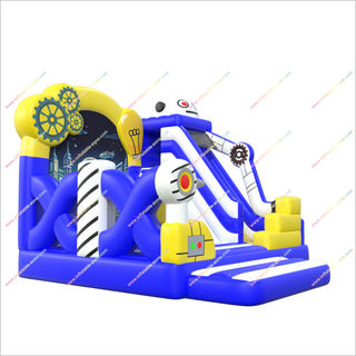 Robot Theme Decoration Inflatable Bouncer Slide Combo Fun Obstacles Inflatable Bouncy Castle House With Slide