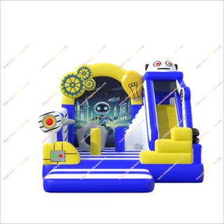Robot Theme Decoration Inflatable Bouncer Slide Combo Fun Obstacles Inflatable Bouncy Castle House With Slide