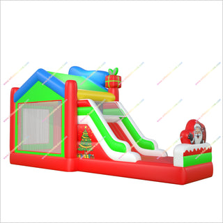 Reindeer Christmas Inflatable Bouncy Castle Slide Kiddies Party Combo Commercial Bounce House With Slide For Sale