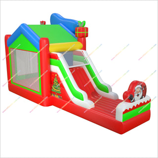 Reindeer Christmas Inflatable Bouncy Castle Slide Kiddies Party Combo Commercial Bounce House With Slide For Sale