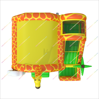 Commercial Bounce House Combo Inflatable Party Slide Giraffe Themed Party Bouncy Castle With Side Slide