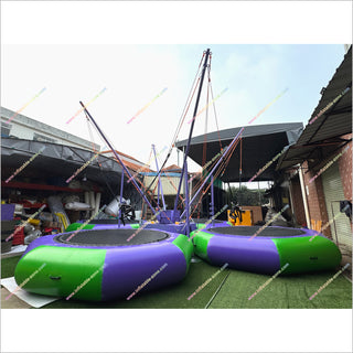 Inflatable Bungee Jumping Trampoline With Safety Rope Sports Entertainment Center Bungee Jumping Trampoline For Sale