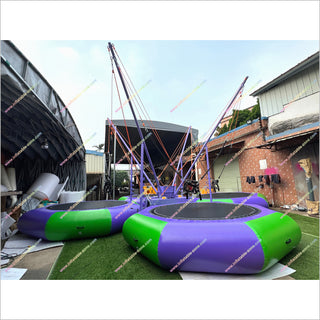 Inflatable Bungee Jumping Trampoline With Safety Rope Sports Entertainment Center Bungee Jumping Trampoline For Sale
