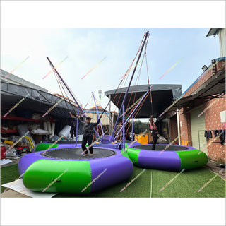 Inflatable Bungee Jumping Trampoline With Safety Rope Sports Entertainment Center Bungee Jumping Trampoline For Sale